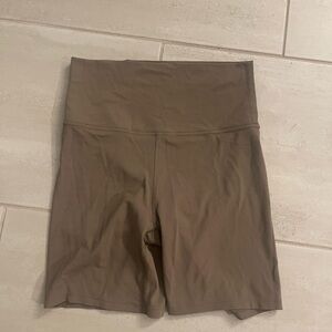 High-Waisted Brown Biker Shorts